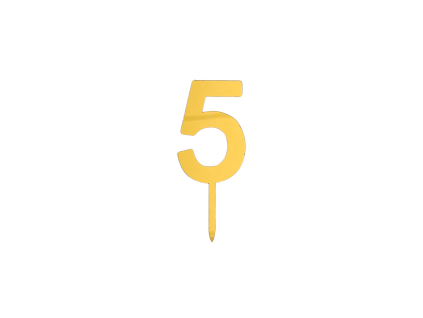 Plastové zlaté číslo 5